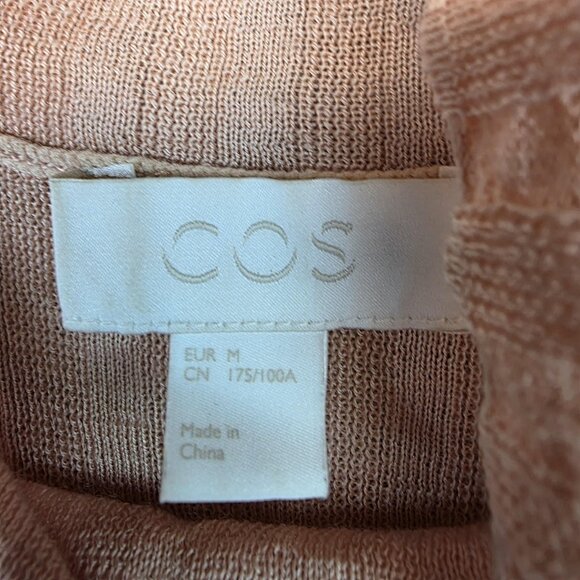 COS Sweater Womens Medium Beige Ribbed Turtleneck Lyocell Wool Long Sleeve Top - Picture 2 of 11